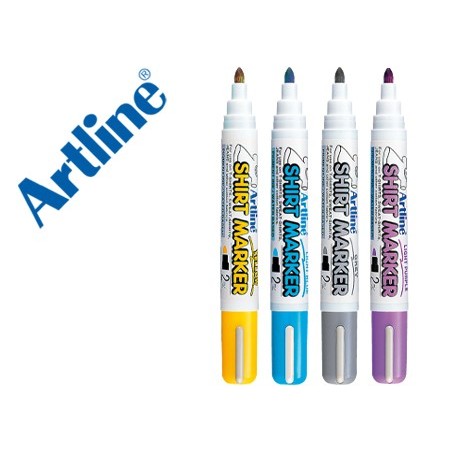Rotulador artline camiseta ekt-2 amarillo gris celeste y violeta punta redonda 2 mm usoen camiseta caja de 4 unidades