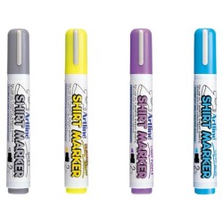 Rotulador artline camiseta ekt-2 amarillo gris celeste y violeta punta redonda 2 mm usoen camiseta caja de 4 unidades