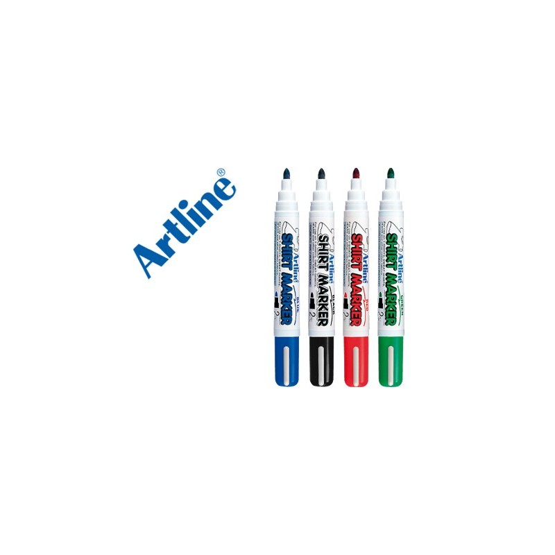 Rotulador artline camiseta ekt-2 negro rojo azul y verde punta redonda 2 mm para uso en camiseta caja de 4 unidades Rotulador artline camiseta ekt-2 negro rojo azul y verde punta redonda 2 mm para uso en camiseta caja de 4 unidades