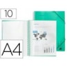 Carpeta liderpapel escaparate con espiral 10 fundas polipropileno din a4 verde