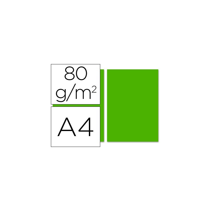 Papel color liderpapel a4 80gr verde intenso paquete de 100 hojas