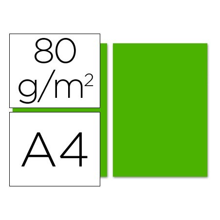 Papel color liderpapel a4 80gr verde intenso paquete de 100 hojas