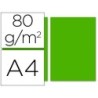 Papel color liderpapel a4 80gr verde intenso paquete de 100 hojas