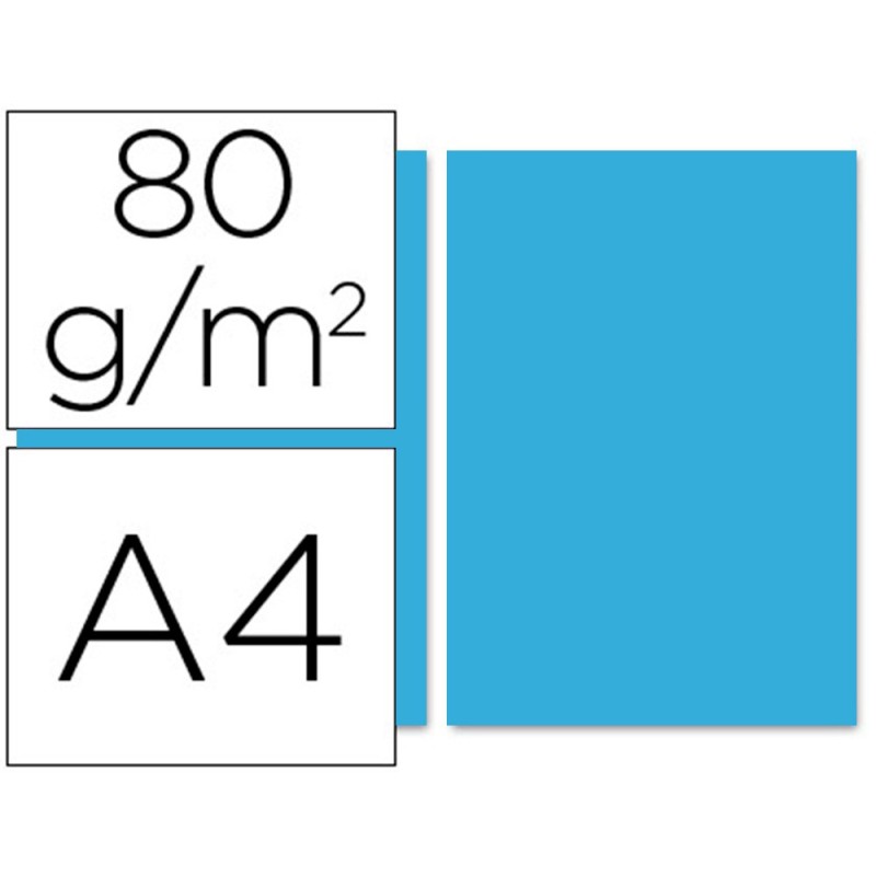 Papel color liderpapel a4 80gr azul turquesa paquete de 100 hojas