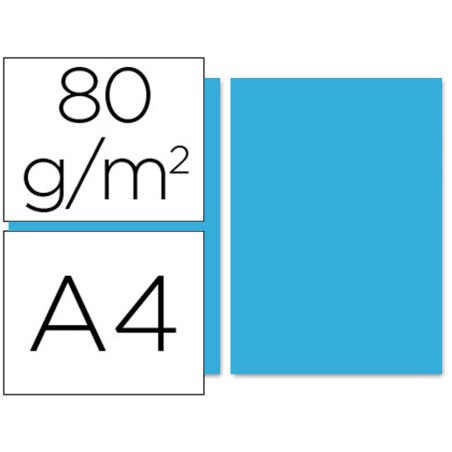 Papel color liderpapel a4 80gr azul turquesa paquete de 100 hojas