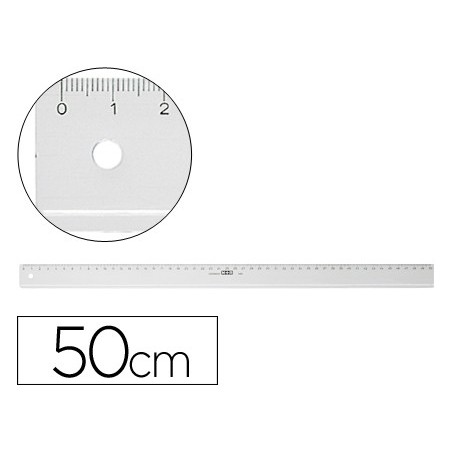 Regla mr 50 cm plastico transparente