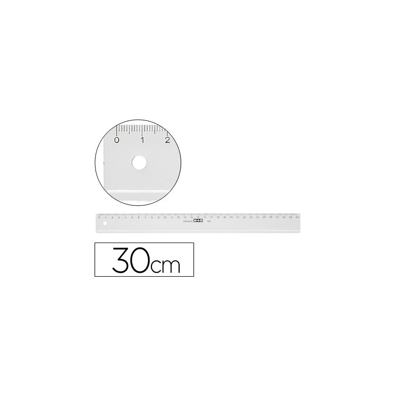 Regla mr 30 cm plastico transparente