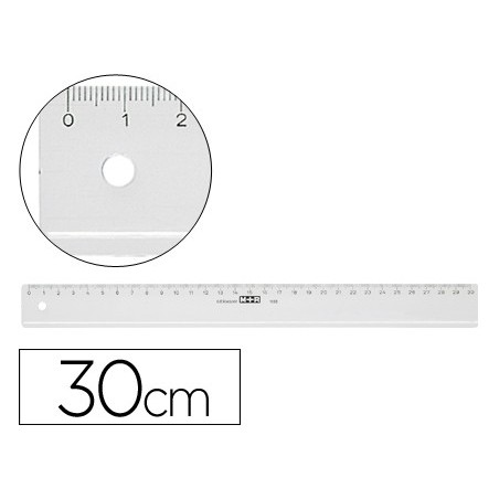 Regla mr 30 cm plastico transparente