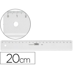 Regla mr 20 cm plastico transparente