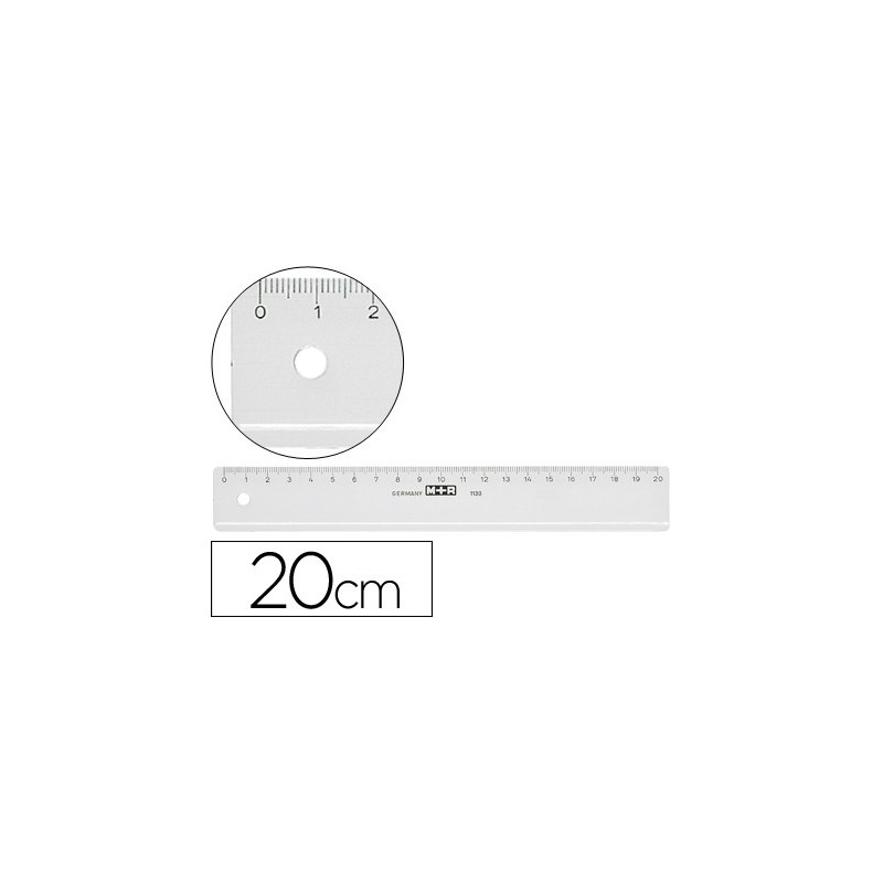 Regla mr 20 cm plastico transparente