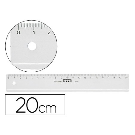 Regla mr 20 cm plastico transparente
