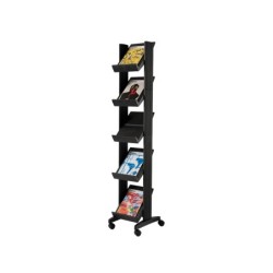 Expositor paperflow de suelo movil 5 estantes de 275x327mm color negro tamaño del expositor 350x1675x385 mm