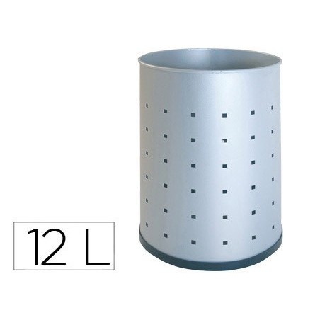 Papelera metalica 101-r plateada pintada perforada 315x215 mm