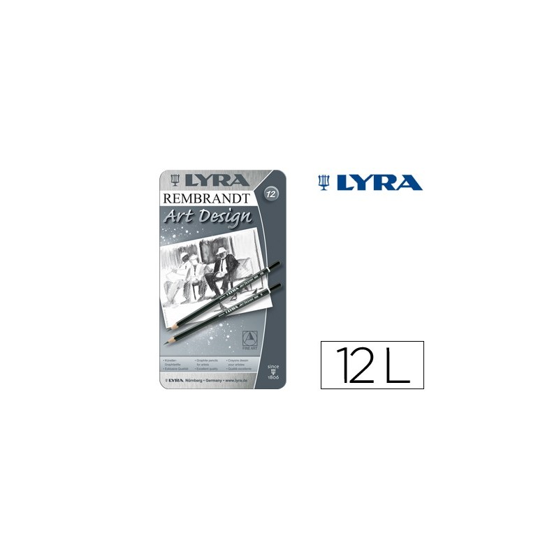 Lapices de grafito lyra rembrand art design caja de 12 graduaciones 6b-5b-4b-3b 2b-b-hb-f-h-2h-3h-4h