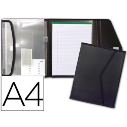 Carpeta liderpapel portadocumentos polipropileno con 5 bolsas y bloc de notas cierre de velcro din a4 negro