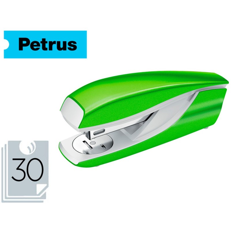 Grapadora petrus mod 635 wow verde metalizada capacidad 30 hojas