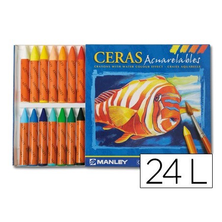 Lapices cera manley acuarelable caja de 24 unidades colores surtidos