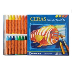 Lapices cera manley acuarelable caja de 24 unidades colores surtidos