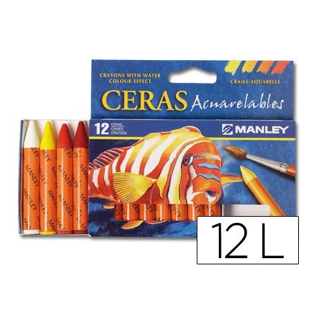 Lapices cera manley acuarelable caja de 12 unidades colores surtidos