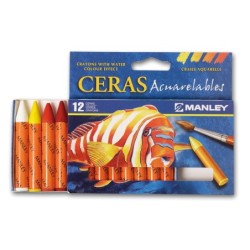 Lapices cera manley acuarelable caja de 12 unidades colores surtidos