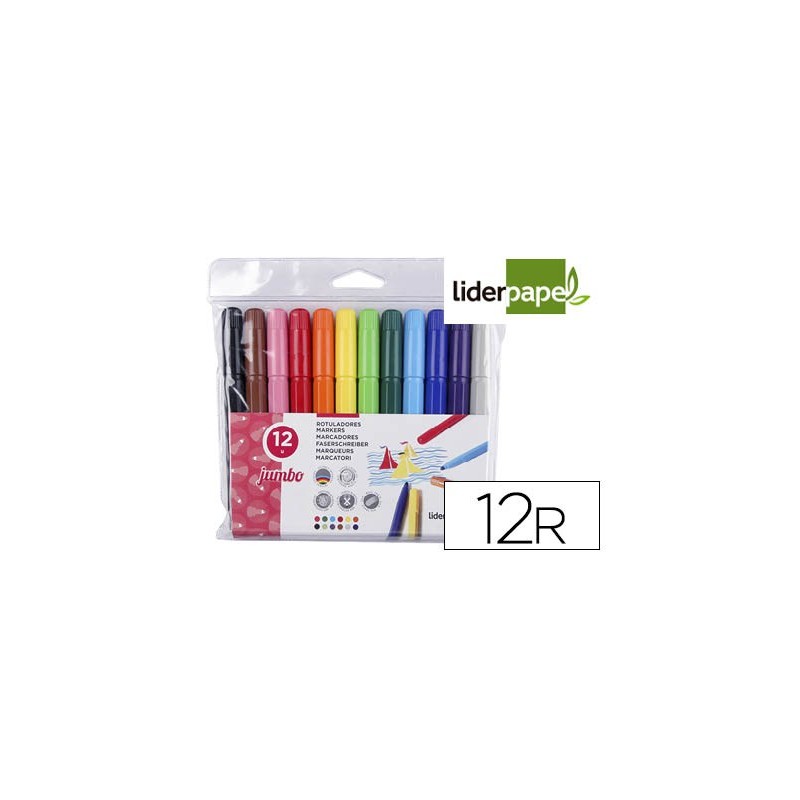 Rotulador liderpapel jumbo caja de 12 unidades colores surtidos