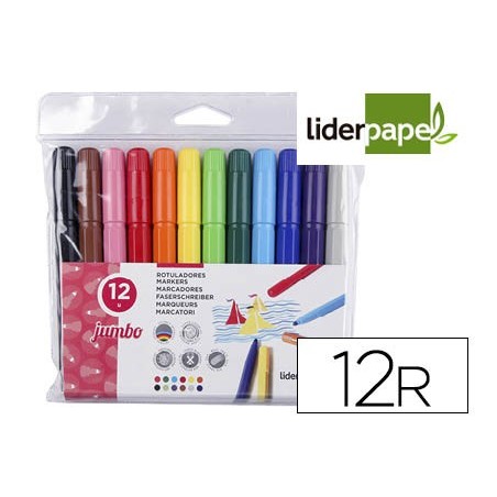 Rotulador liderpapel jumbo caja de 12 unidades colores surtidos