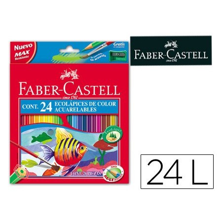 Lapices de colores faber castell acuarelables caja de 24 unidades colores surtidos
