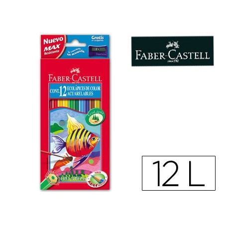 Lapices de colores faber castell acuarelables caja de 12 unidades colores surtidos