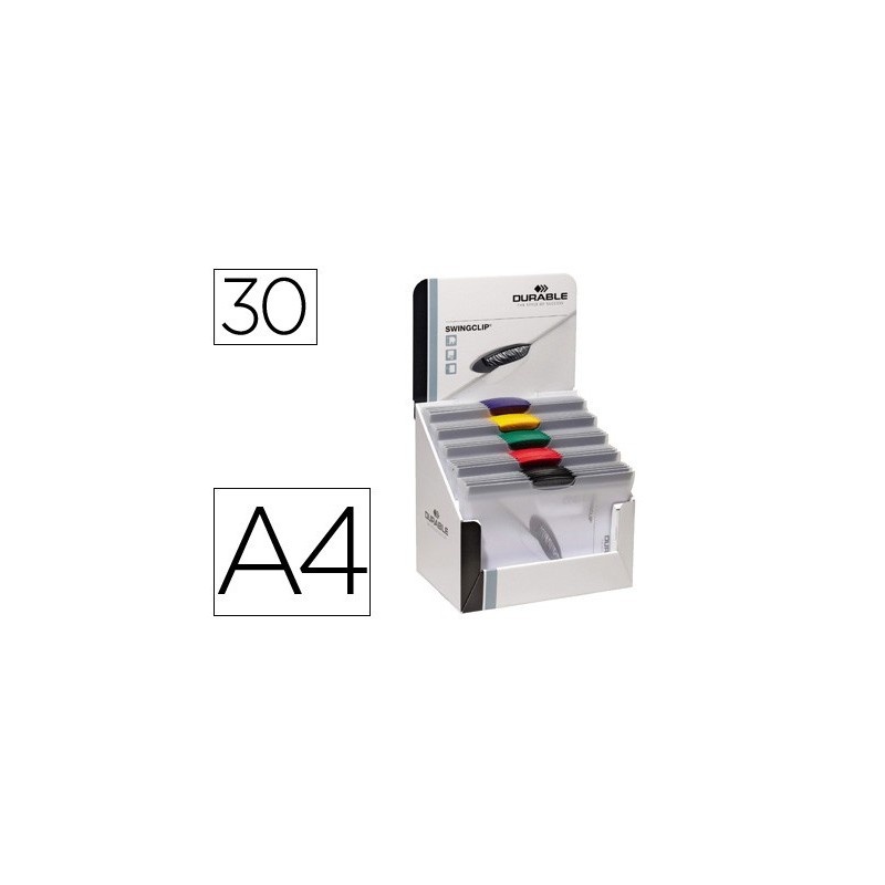 Carpeta swingclip dossier pinza lateral y giratoria din a4 capacidad 30 hojas colores surtidos Carpeta swingclip dossier pinza lateral y giratoria din a4 capacidad 30 hojas colores surtidos