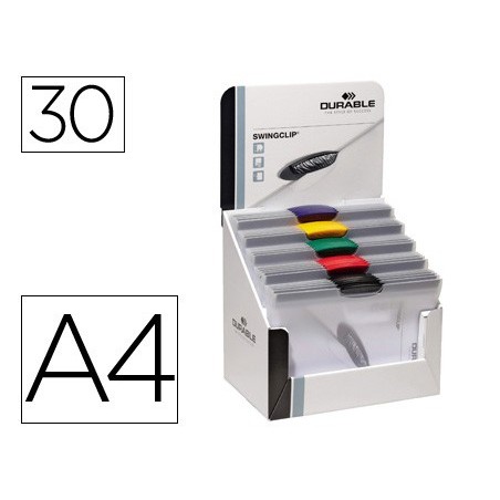 Carpeta swingclip dossier pinza lateral y giratoria din a4 capacidad 30 hojas colores surtidos