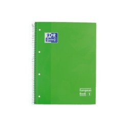 Bloc espiral oxford tapa extradura microperforado din a4 80 hojas cuadros 5mm color verde