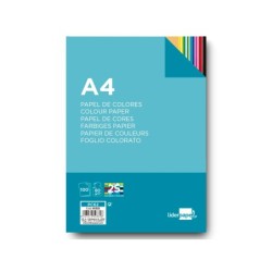 Papel color liderpapel a4 80gr 25 colores surtidos paquete de 100 hojas