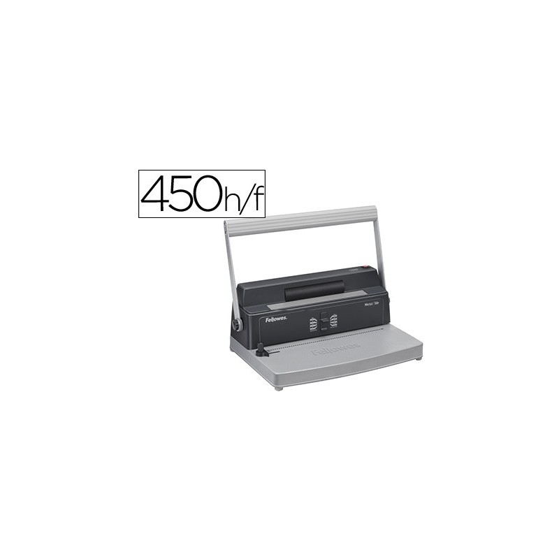 Encuadernadora para espiral fellowes metal 50r perfora 12 hojas formato a4 paso 5:1 encuaderna 450 hojas 80 gr