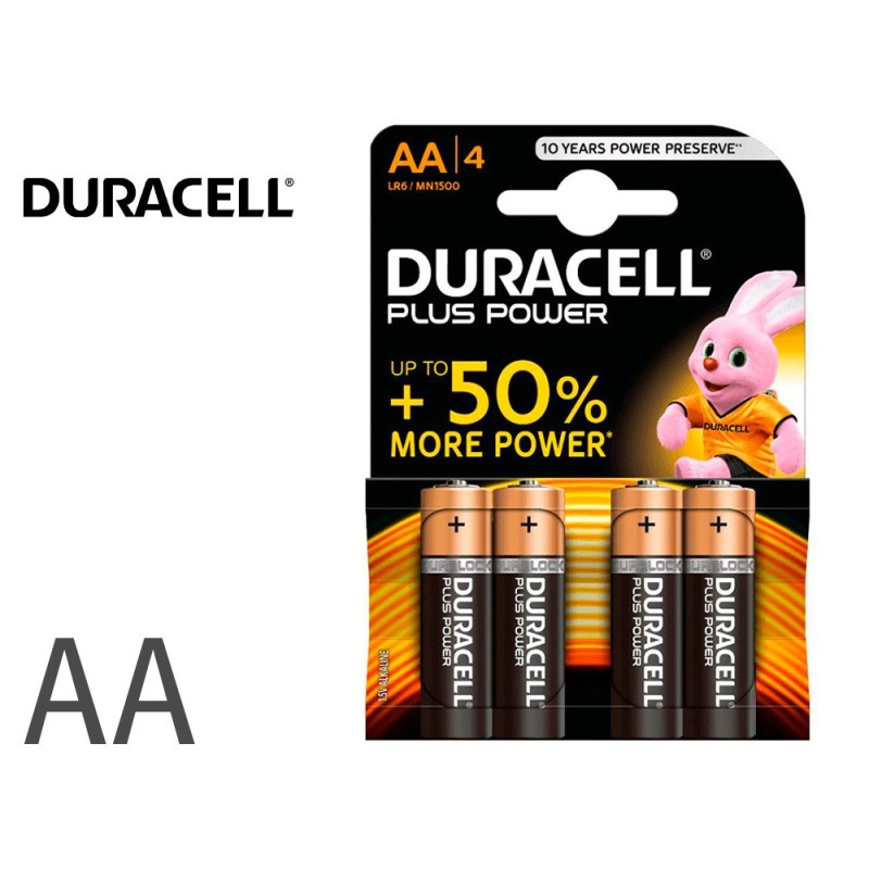 Pila duracell alcalina plus aa blister con 4 unidades
