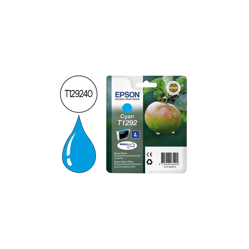 Ink-jet epson stylus t1292 cian sx420w / 425w / office bx305f / bx320f -alta capacidad-