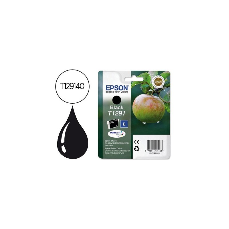 Ink-jet epson stylus t1291 negro sx420w / 425w / office bx305f / bx320f -alta capacidad-