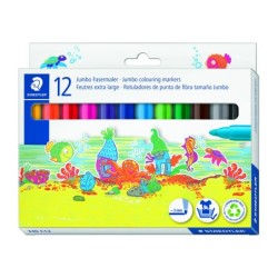 Rotulador staedtler color jumbo trazo 3 mm estuche de 12 unidades colores surtidos