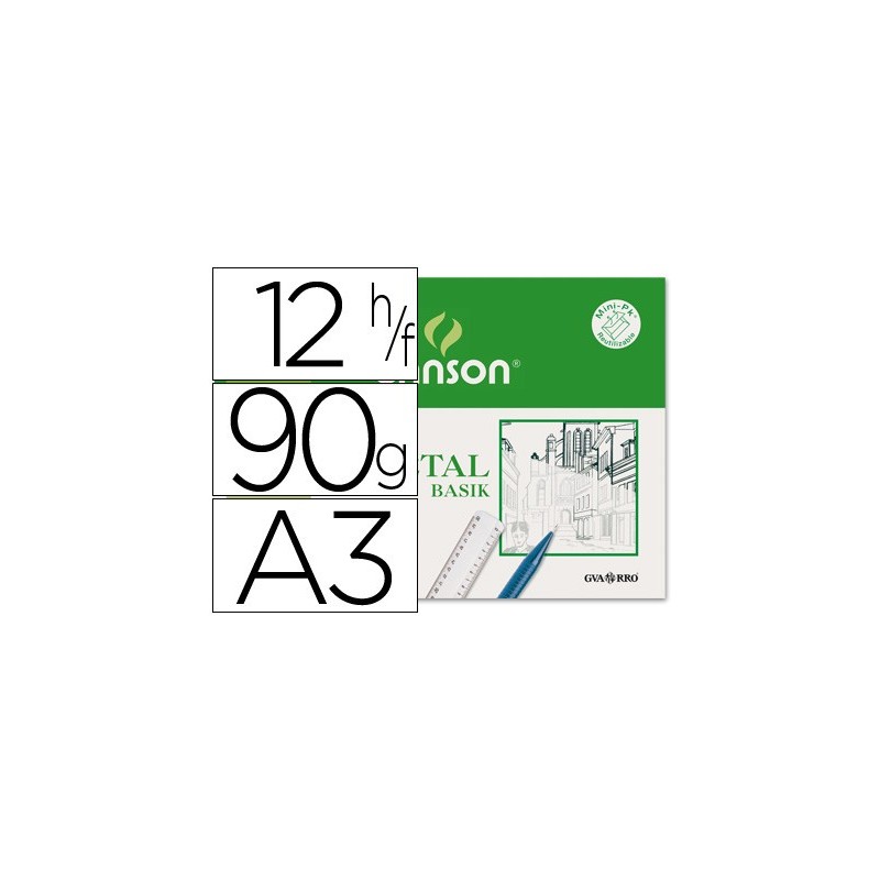 Papel vegetal guarro din a3 90 gr minipack de 12 hojas
