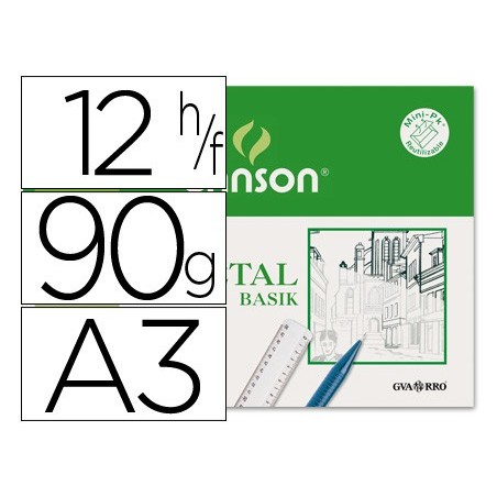 Papel vegetal guarro din a3 90 gr minipack de 12 hojas