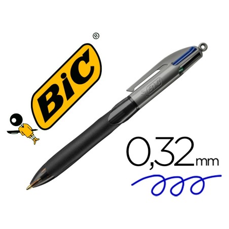 Boligrafo bic cuatro colores con grip colore negro punta 1,3 mm