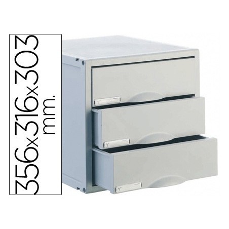 Fichero cajones de sobremesa archisystem 356x316x303 mm 3 cajones color gris