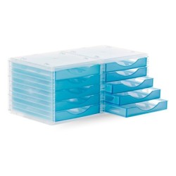 Fichero cajones de sobremesa archivo 2000 340x270x260 mm apilables 5 cajones azul mar translucido