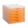 Fichero cajones de sobremesa archivo 2000 340x270x260 mm apilables 5 cajones naranja mandarina translucido