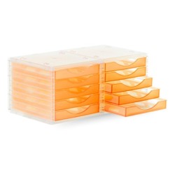 Fichero cajones de sobremesa archivo 2000 340x270x260 mm apilables 5 cajones naranja mandarina translucido