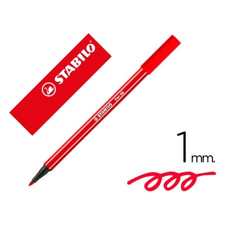 Rotulador stabilo acuarelable pen 68 rojo carmin punta gruesa 1mm