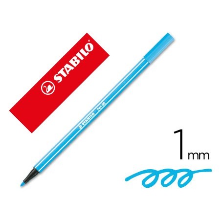 Rotulador stabilo acuarelable pen 68 azul celeste punta gruesa 1mm