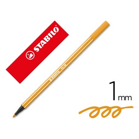Rotulador stabilo acuarelable pen 68 naranja punta gruesa 1mm