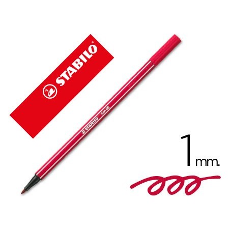 Rotulador stabilo acuarelable pen 68 rojo oscuro punta gruesa 1mm