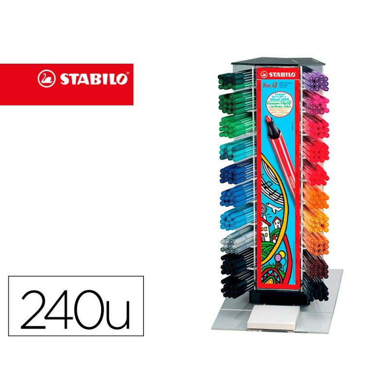 Rotulador stabilo acuarelable pen 68 counter expositor 240 unidades colores surtidos Rotulador stabilo acuarelable pen 68 counter expositor 240 unidades colores surtidos