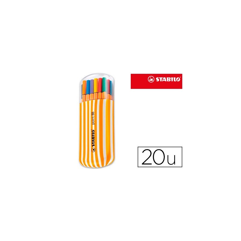 Rotulador stabilo punta de fibra point 88 zebrui estuche de 20 unidades colores surtidos Rotulador stabilo punta de fibra point 88 zebrui estuche de 20 unidades colores surtidos